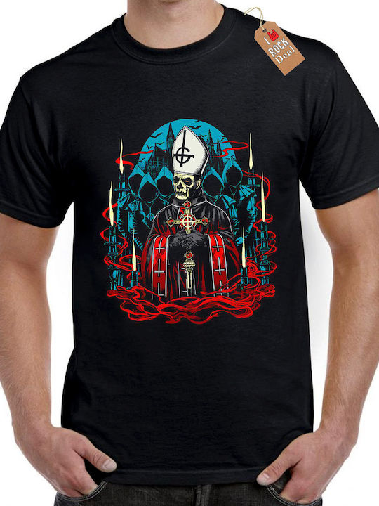Rock Deal Ghost T-shirt Μαύρο Βαμβακερό