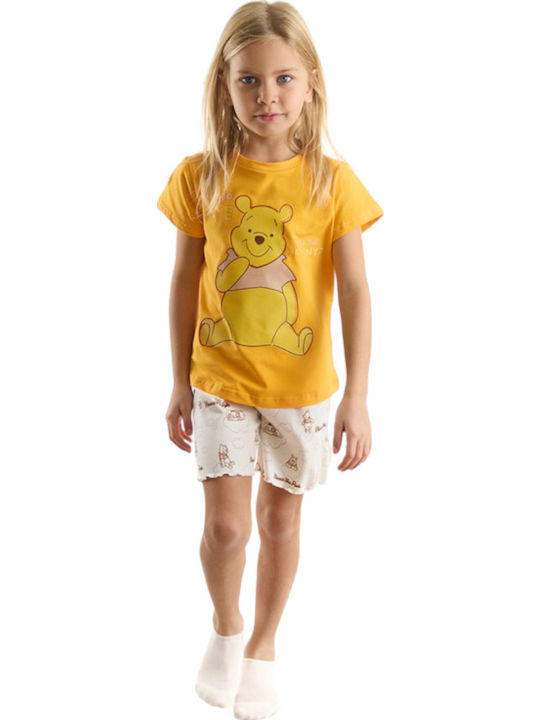 Disney Παιδική Πιτζάμα Καλοκαιρινή Πορτοκαλί Winnie The Pooh