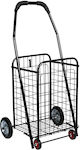 Foldable Metallic Shopping Trolley Black