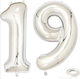 Set of 2 Balloons Foil Silver Jumbo Numbers 100cm