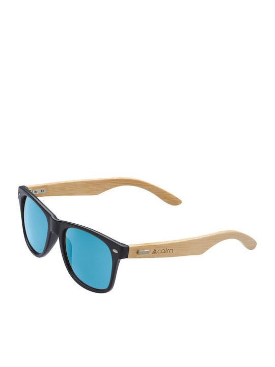 Cairn Hybrid Unisex Sunglasses with Black Plastic Frame and Blue Mirror Lens WHYBRID102TU