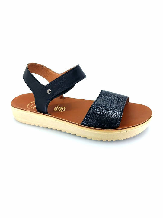 Boxer Leather Women's Flat Sandals in Black Color