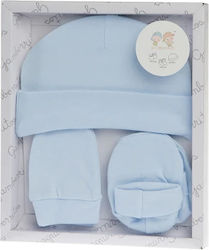 Gamberritos Kids Set of Beanies with Gloves and Socks Fabric Light Blue for Newborn 5 Pieces