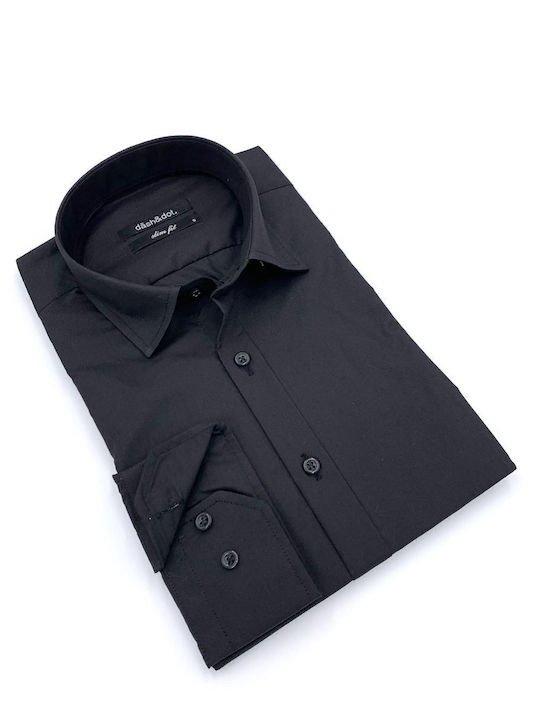 Langärmlig Baumwolle Hemd Polka Dot Schwarz
