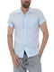 Short-sleeved Linen Shirt Light Blue