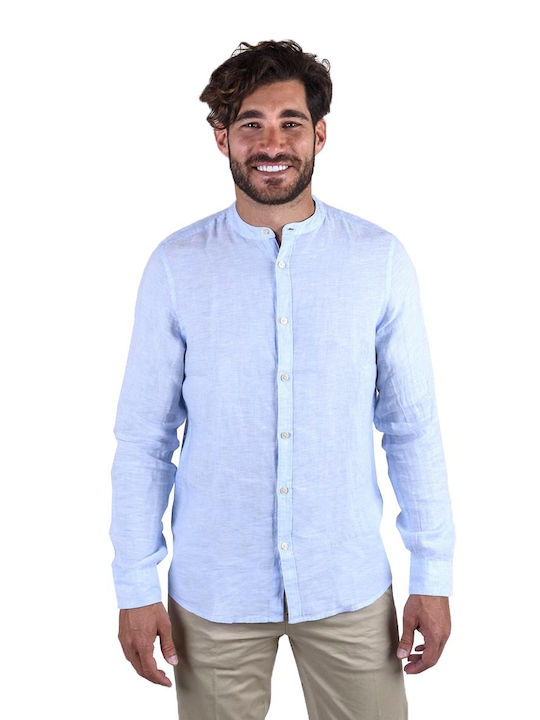 Markup Men's Shirt Long Sleeve Linen Light Blue