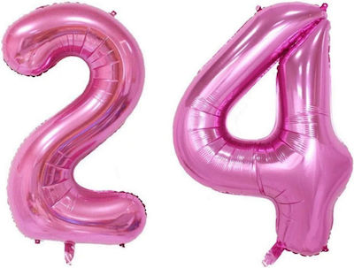 Set of 2 Balloons Foil Pink Jumbo Numbers 100cm