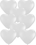 Set of 30 Balloons Latex White Valentine's Day Hearts 15.2cm