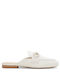 Aldo Chunky Heel Leather Mules White