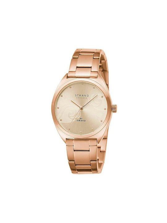 Strand by Obaku Watch with Pink Gold Metal Bracelet