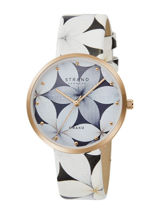 Strand by Obaku Women's Watch with White Leather Strap