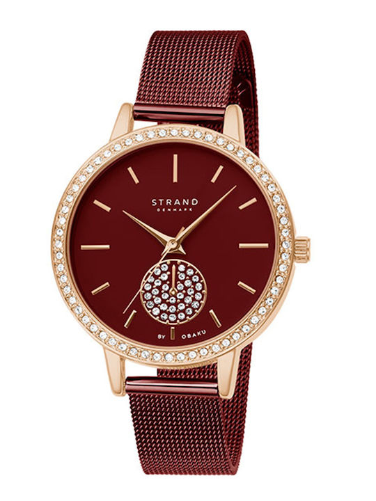 Strand by Obaku Women's Watch with Burgundy Metal Bracelet