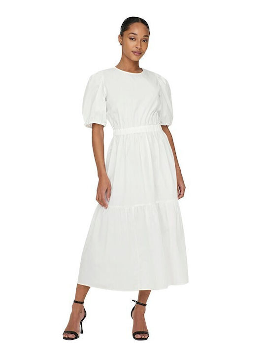 Only Καλοκαιρινό Midi Φόρεμα Λευκό