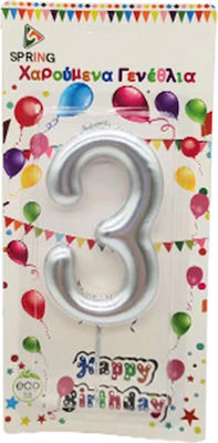 Birthday Candle Number "3" in Silver Color SDS-18553