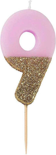 Talking Tables Geburtstagskerze Nummer "9" in Rosa Farbe BDAY-CANDLE-9