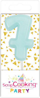 Birthday Candle Number "7" in Light Blue Color