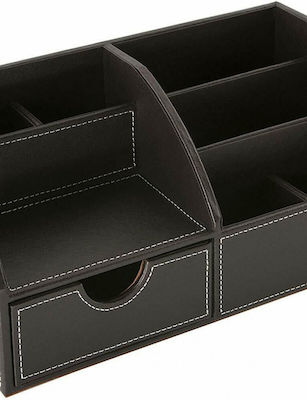 Leather Desk Organizer in Black Color