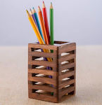 Wooden Pencil Holder in Brown Color