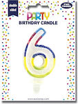 Birthday Candle Number "6" Multicolored