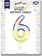 Birthday Candle Number "6" Multicolored