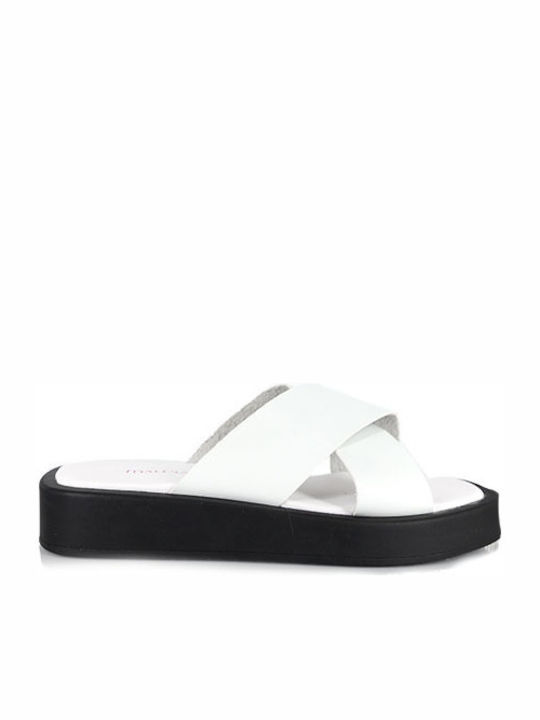 Malesa Damen Flache Sandalen Flatforms in Weiß Farbe