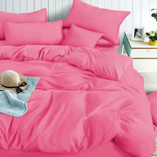 My Home Luxury Sheet Sets King Size with Elastic 180x200+25cm. Fuchsia 4pcs
