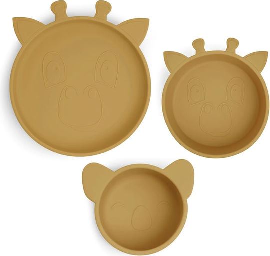 Nuuroo Baby Food Plate Benni Made of Silicone Yellow 3 Pieces