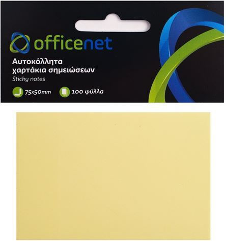 Officenet Αυτοκόλλητα Χαρτάκια Σημειώσεων 100 Φύλλων Κίτρινα 7.5x5cm