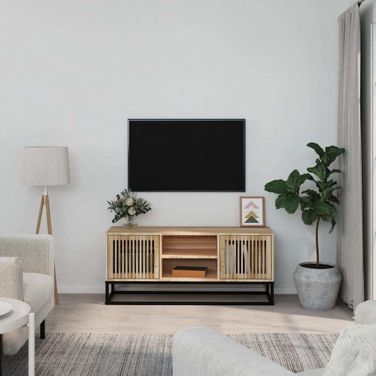 TV Stand Made of Metal & Wood Beige L105xD30xH45cm