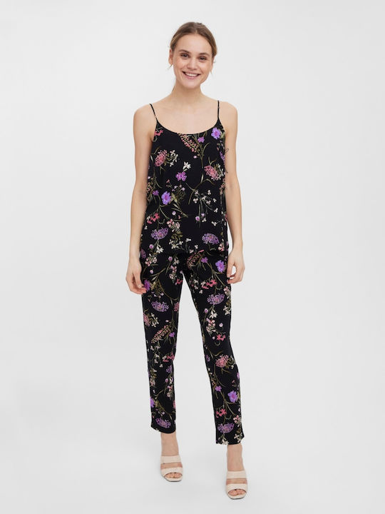 Vero Moda Bluza de Damă de Vară cu Bretele Floral Black Mille