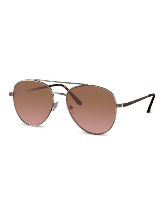 Solo-Solis Sunglasses with Silver Metal Frame and Brown Gradient Lens NDL6242