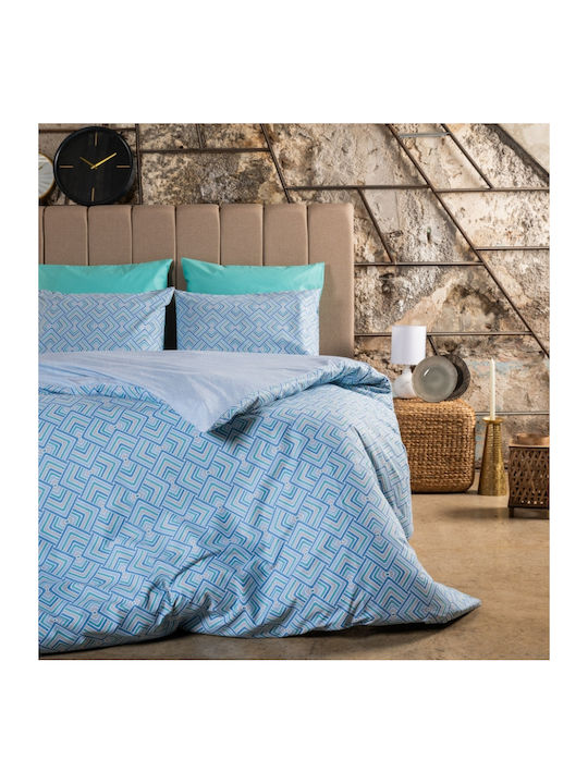 Cokitex Echo Σετ Σεντόνια Διπλά 205x265εκ. Blue...