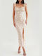 DOT Sommer Midi Kleid Beige