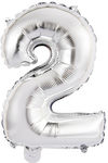 Balloon Foil Jumbo Number 2 Silver Νο2 75cm