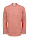 Selected Men's Shirt Long Sleeve Linen Pink