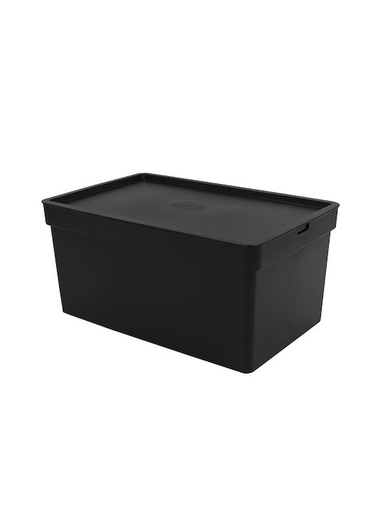 Πλαστικό Κουτί Αποθήκευσης με Καπάκι Μαύρο 35.5x25.5x22cm