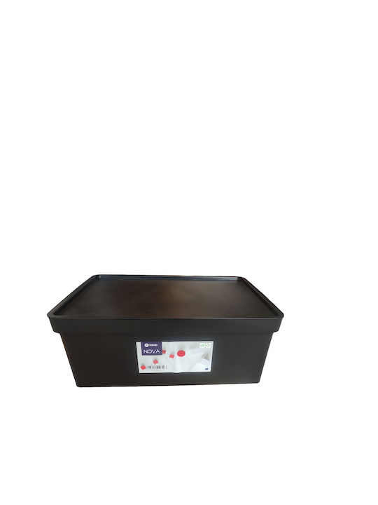 Viomes Plastic Storage Box with Lid Black 35.5x25.5x13.5cm 1pcs