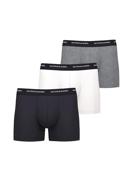 Scotch & Soda Herren Boxershorts Black/Grey/White 3Packung