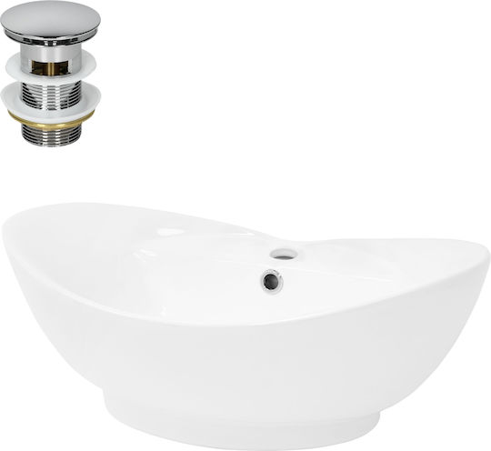 ML-Design Montat pe perete Deasupra Blatului Chiuvetă Ceramică 59x20.5x39.5cm Alb