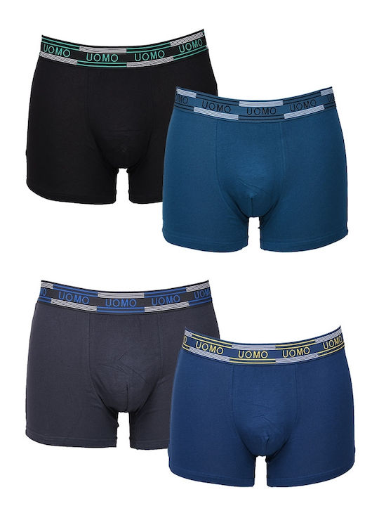 Uomo Herren Boxershorts Mehrfarbig 4Packung