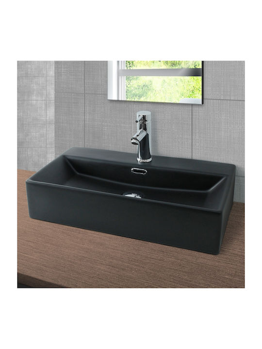 ML-Design Montat pe perete Deasupra Blatului Chiuvetă Ceramică 60x36.5x13cm Negru