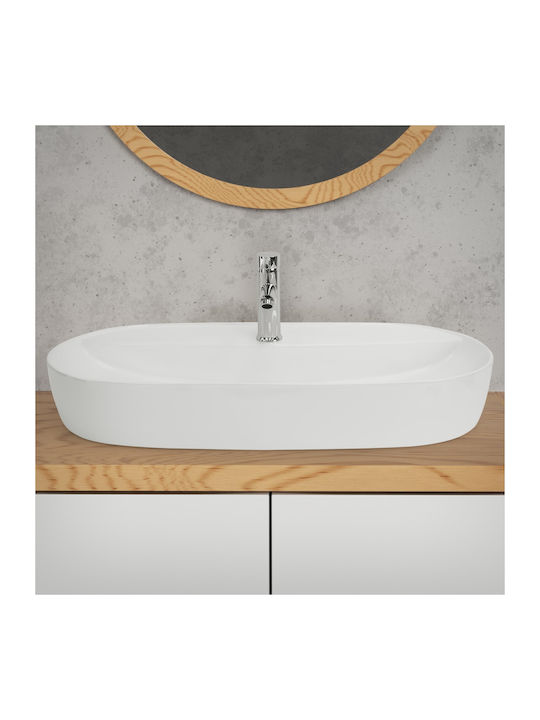 ML-Design Επικαθήμενος Νιπτήρας Κεραμικός 80x40x12cm Λευκός