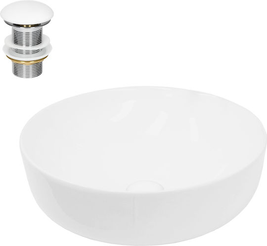 ECD Germany Aufgesetztes Waschbecken Keramik 40x40x13.5cm Weiß