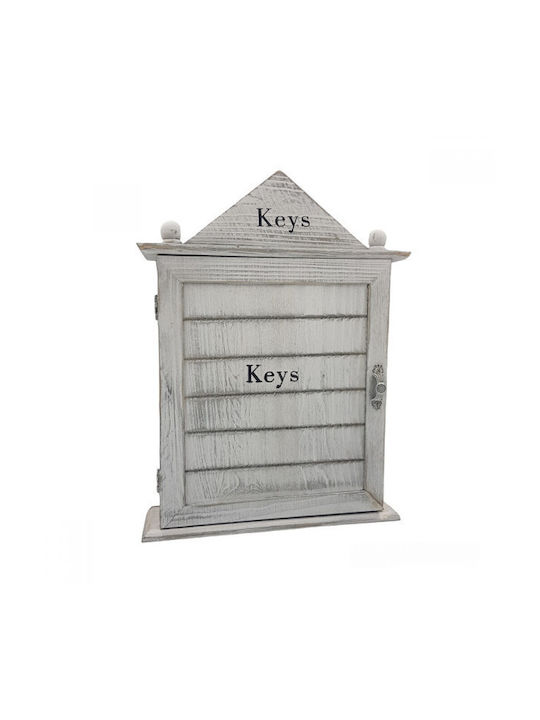 Wooden Wall Key Hooks KEYS 6 Hooks 21x6x28cm
