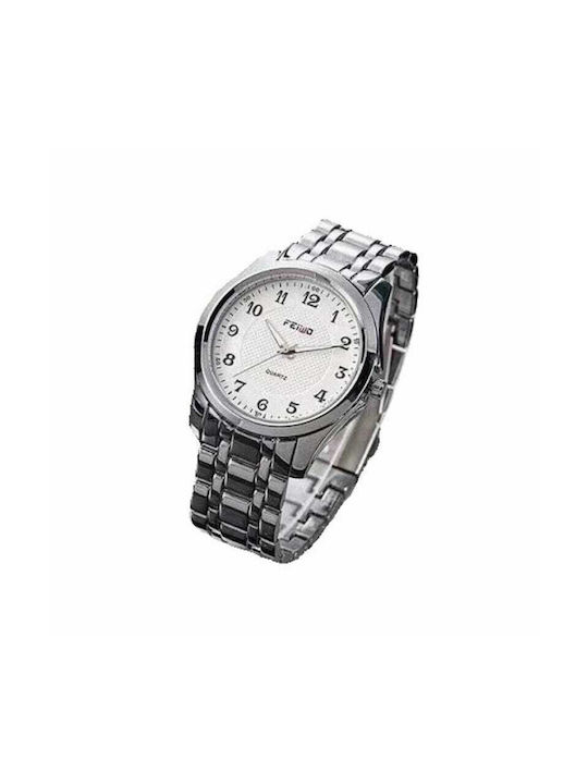 Feiwo 8091L Часовник Батерия с сребърен Метална Гривна