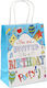 Happy Birthday Papier Tasche für Geschenke Blau 21x11x27cm.