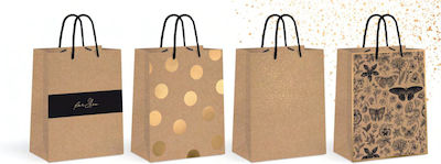 interDRUK Papier Tasche als Geschenk Gold 26.5x13x33cm.