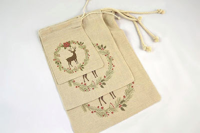 Kappa Decor Fabric Christmas Pouch for Gift Beige 16x20cm.