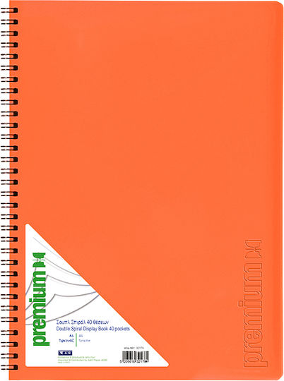A&G Paper Clipboard Flexible with 40 plastic sleeves Slides for Paper A4 Orange 1pcs