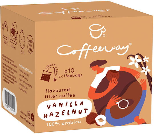 Coffeeway Καφές Φίλτρου Arabica Vanilla & Hazelnut Αλεσμένος 10x7.5gr
